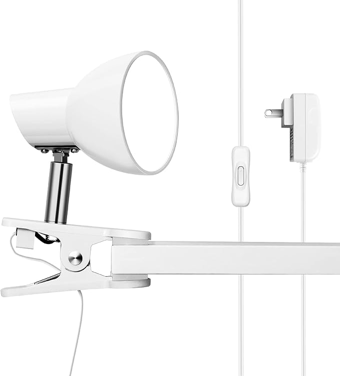LED Clip on lamp,5W Super Bright Reading Light, 330° Rotation Small Lamp with Clamp on Desk/Table/Bed Headboard/Cupboard Home Lighting, Modern and Save Space Illumination Powerful Lamp White - LeafyLoom