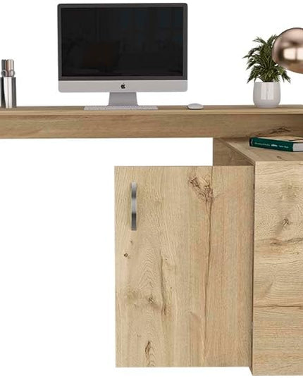 NicBex Kimberly-DW-00004-LWJ Home Office Desks, 59.6"x45.9"x30.1", Beige - LeafyLoom