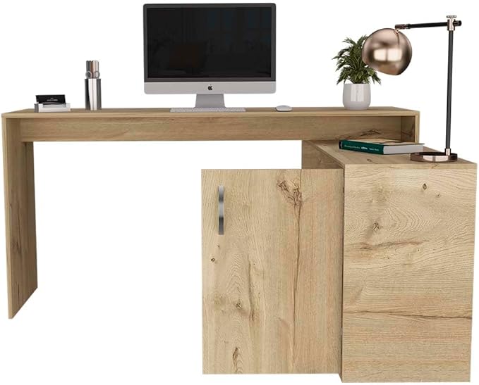 NicBex Kimberly-DW-00004-LWJ Home Office Desks, 59.6"x45.9"x30.1", Beige - LeafyLoom