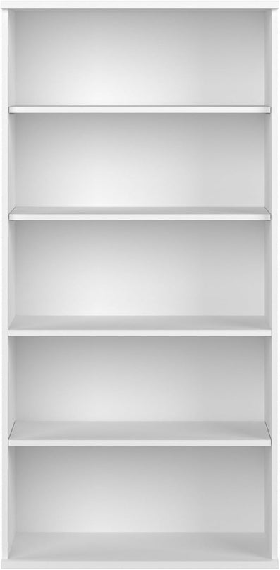 Bush Business Furniture Studio C Tall 5 Shelf Bookcase in White, Large Bookshelf for Home or Professional Office - LeafyLoom