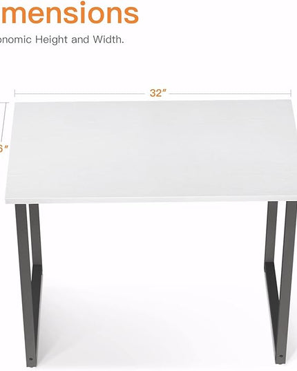 Coleshome 32 Inch Computer Desk, Modern Simple Style Desk for Home Office, Study Student Writing Desk, White Black - LeafyLoom