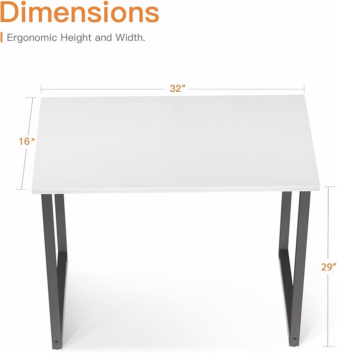 Coleshome 32 Inch Computer Desk, Modern Simple Style Desk for Home Office, Study Student Writing Desk, White Black - LeafyLoom