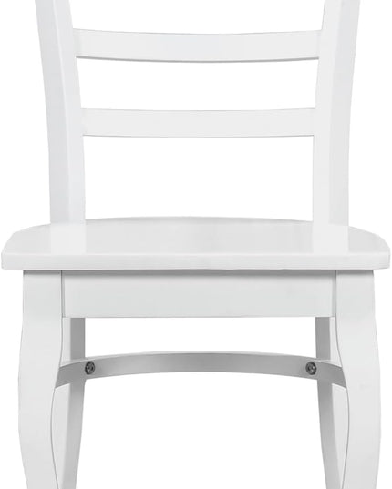 Lexicon Wood Dining Chairs, Solid Rubber Wood Armless Kitchen & Dining Room Chairs, Easy to Assemble Wooden Dining Chairs, Modern Dining Chair, White Dining Chairs Set of 2 - LeafyLoom