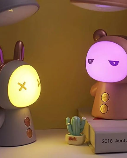 Cute Cartoon Kids Desk Lamp with Night Light - 360° Goose Neck LED Flexible Reading Light for Bedroom - Children Bedside Study Table Lamp (Pink Bear) - LeafyLoom