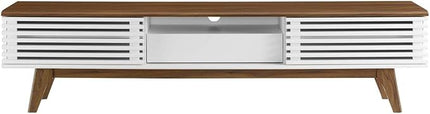 Modway Render Mid-Century Modern Low Profile 70 Inch TV Stand in Walnut White, 70" - LeafyLoom