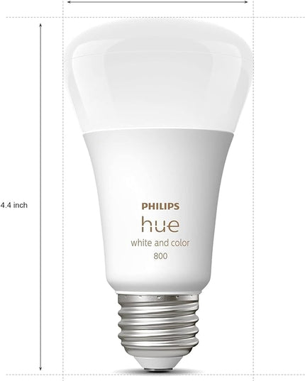 Philips Hue Smart 60W A19 LED Bulb - White and Color Ambiance Color-Changing Light - 1 Pack - 800LM - E26 - Indoor - Control with Hue App - Works with Alexa, Google Assistant and Apple Homekit PhilipsHue