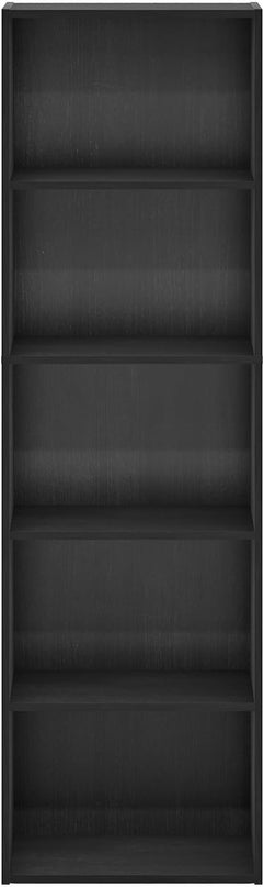 Furinno Luder Bookcase / Bookshelf / Storage Shelves, 5-Tier, Blackwood - LeafyLoom