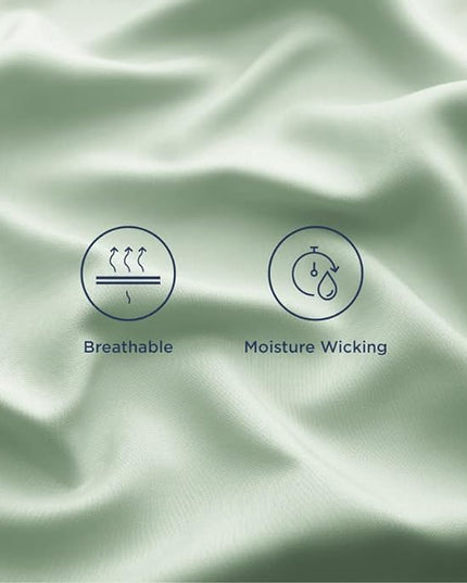Bedsure California King Sheet Sets, Cooling Sheets, Rayon Derived from Bamboo, Deep Pocket Up to 16", Breathable & Soft Bed Sheets, Hotel Luxury Silky Bedding Sheets & Pillowcases, Sage Green - LeafyLoom