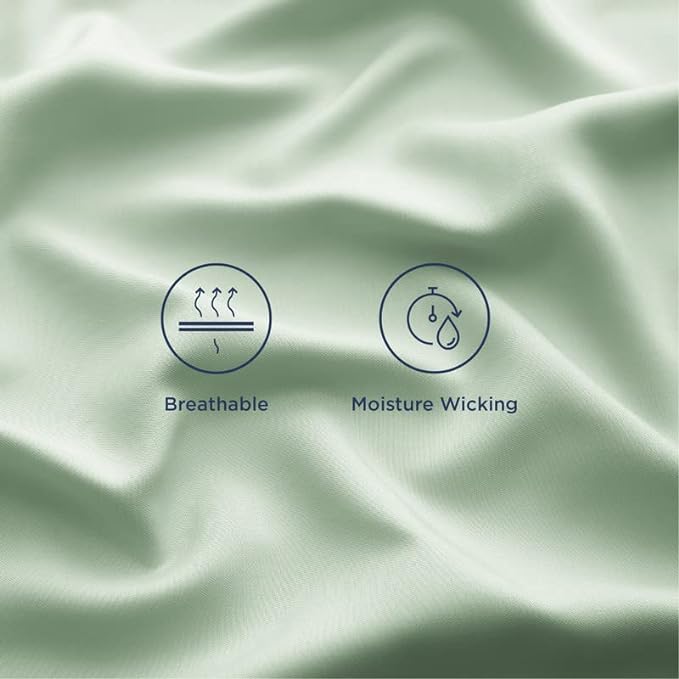 Bedsure California King Sheet Sets, Cooling Sheets, Rayon Derived from Bamboo, Deep Pocket Up to 16", Breathable & Soft Bed Sheets, Hotel Luxury Silky Bedding Sheets & Pillowcases, Sage Green - LeafyLoom