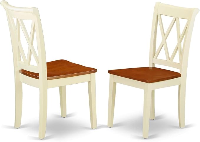 East West Furniture ANCL3-BMK-W Antique 3 Piece Set for Small Spaces Contains a Round Kitchen Table with Pedestal and 2 Dining Chairs, 36x36 Inch - LeafyLoom