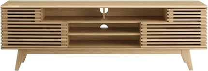 Modway Render Mid-Century Modern Low Profile 71 Inch Media Console TV Stand in Oak, 71" - LeafyLoom