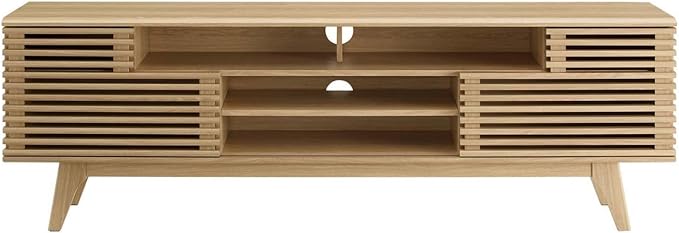 Modway Render Mid-Century Modern Low Profile 71 Inch Media Console TV Stand in Oak, 71" - LeafyLoom