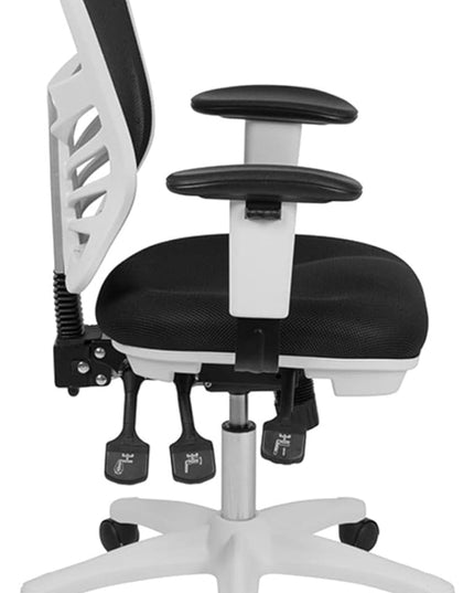 Flash Furniture Nicholas Mid-Back Swivel Office and Gaming Chair, Ergonomic Mesh Office Chair with Adjustable Lumbar Support and Height, Black/White - LeafyLoom