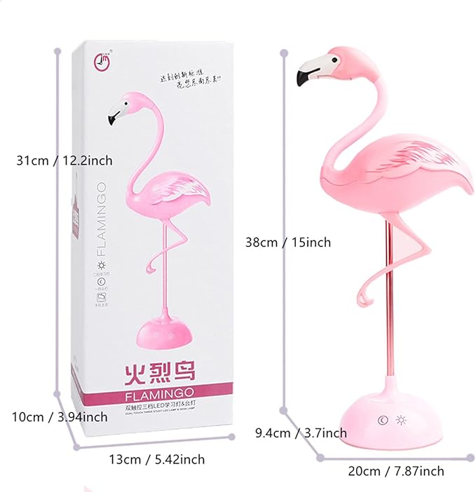 Fantasee Flamingo Desk Lamp USB Bedside Table Lamp Nursery Night Light Touch Dimmable for Child Kids Students Bedroom Living Room Dorm Reading Birthday Party Gift (Pink Flamingo) - LeafyLoom