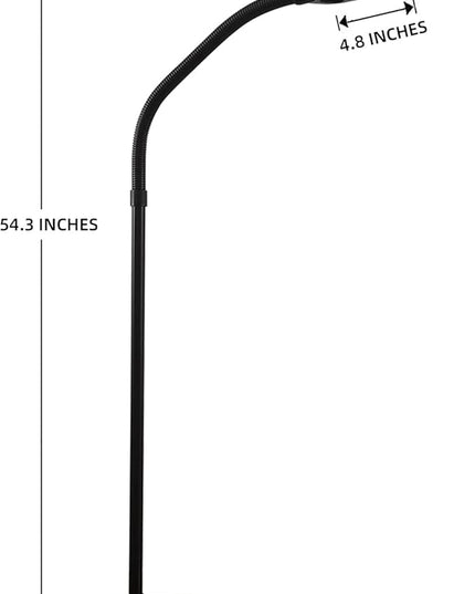 Magnifying Floor Lamp 5X & Bright LED Floor Lamp Hand Free with Adjustable Gooseneck，2-in-1 Magnifier Daylight Work Light for Reading, Repair, Crafts, Sewing etc. (Black) - LeafyLoom