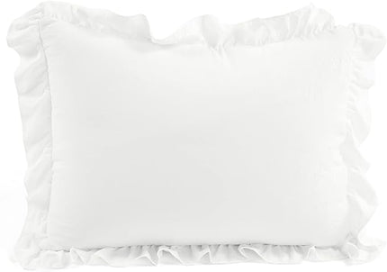 Lush Decor Reyna Ruffle Comforter Set - 2 Piece Cozy Ruffled Bedding Set - Timeless Elegance and Comfort for Dorm Room - Twin XL, Pure White - LeafyLoom