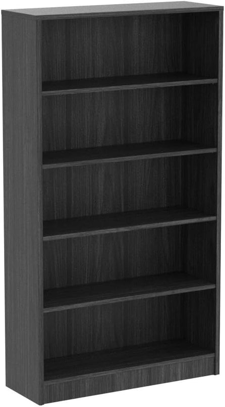 Farini Grey Bookshelf for Bedroom 5 Shelf Office Bookcase 60 Inches Tall Modern Wood Bookshelf for Living Room 5 Tier Wide Manga Bookshelf Library Bookcase - LeafyLoom