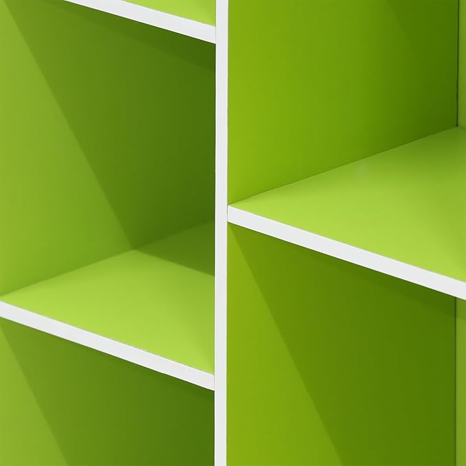 Furinno Luder Bookcase / Book / Storage , 5-Cube, White/Green - LeafyLoom