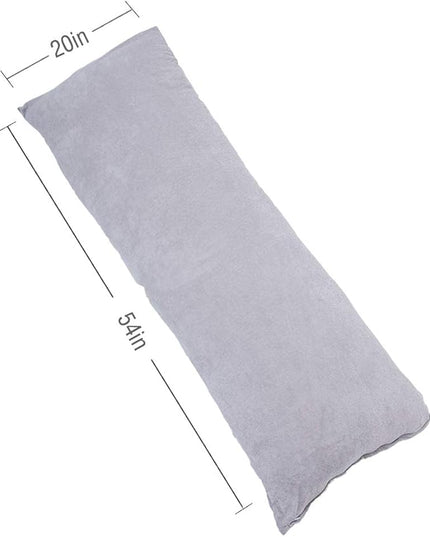 Full Size Body Pillow, Large Bed Sleeping Pillow for Side Sleeper, Long Pillow Insert with Breathable Velour Cover, 20x54 Inches (Grey) - LeafyLoom
