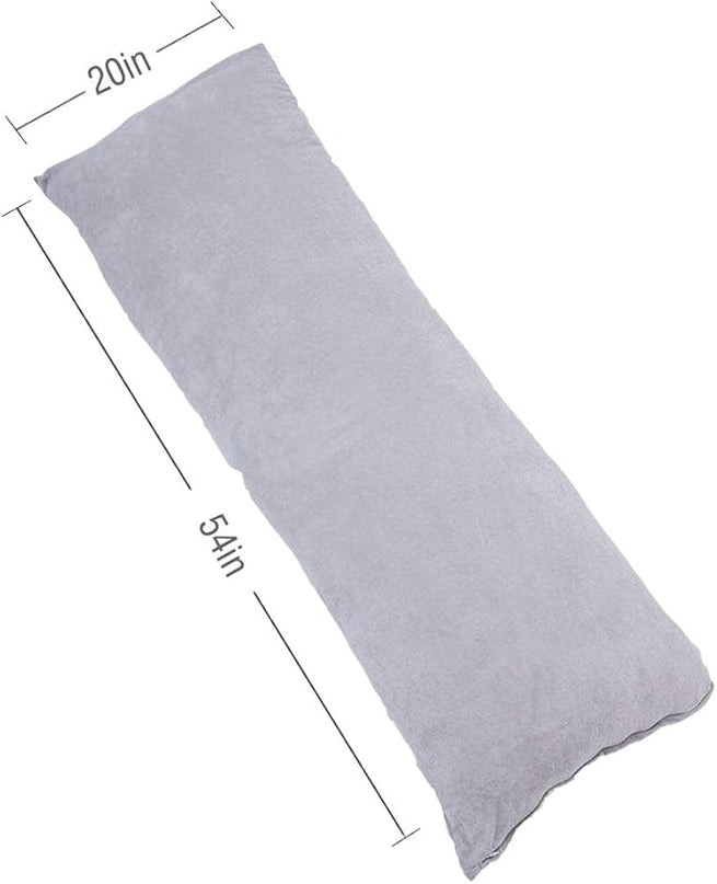 Full Size Body Pillow, Large Bed Sleeping Pillow for Side Sleeper, Long Pillow Insert with Breathable Velour Cover, 20x54 Inches (Grey) - LeafyLoom