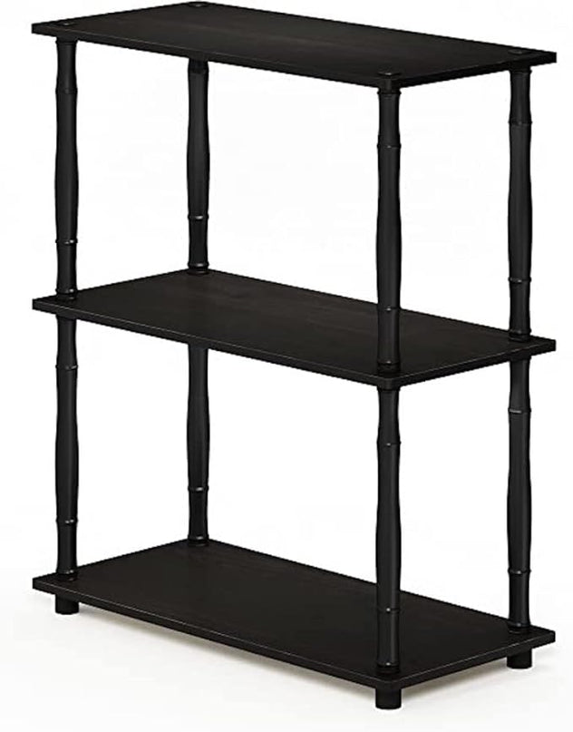 Furinno Turn-N-Tube 3-Tier Compact Multipurpose Shelf Display Rack with Classic Tube, Espresso/Black - LeafyLoom