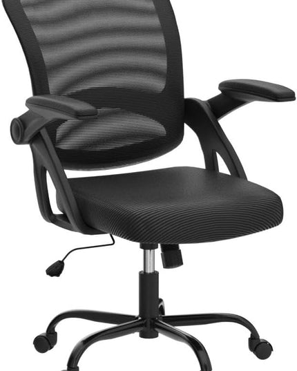 KERDOM Office Chair, Ergonomic Desk Chair, Mesh Computer Chair Height Adjustable, Comfy Swivel Task Chair with Wheels and Flip-up Arms - LeafyLoom