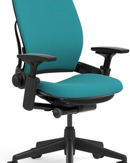 Steelcase Leap Office Chair, Black Frame and Buzz2 Cyan Fabric - LeafyLoom