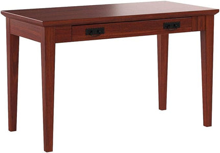 Leick Home 82400 Mission Writing Computer Desk with Drop Front Keyboard Drawer, for Home Office, Solid Wood, Mission Oak - LeafyLoom