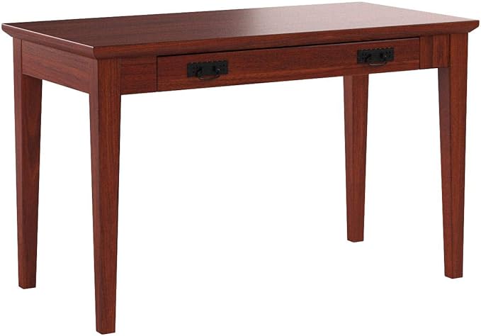 Leick Home 82400 Mission Writing Computer Desk with Drop Front Keyboard Drawer, for Home Office, Solid Wood, Mission Oak - LeafyLoom