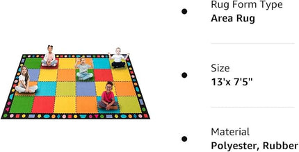 Booooom Jackson Classroom Rug, Large ClassroomSeating Rug 7'5"x13'Classroom Carpet with Non-Slip Backing, Elementary Classroom Area Rug Preschool Rug - LeafyLoom
