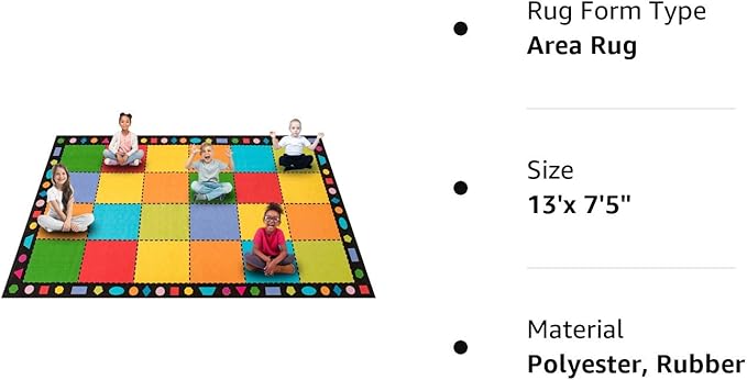 Booooom Jackson Classroom Rug, Large ClassroomSeating Rug 7'5"x13'Classroom Carpet with Non-Slip Backing, Elementary Classroom Area Rug Preschool Rug - LeafyLoom