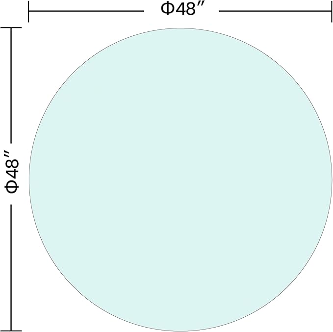 48 Inch Round Tempered Clear 1/4 Inch Thick Polished Edge Glass Table Top, Transparent - LeafyLoom