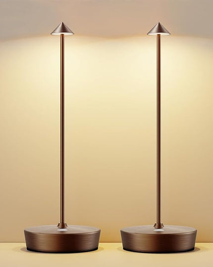 Cordless Rechargeable Table Lamp, 6000mAh Outdoor Waterproof Battery Operated Table Light LED Touch Dimmable Desk Lamps for Patio Dining Restaurant Home Living Room Set of 2 Brown - LeafyLoom