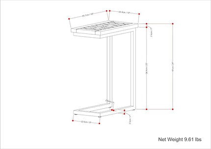 SIMPLIHOME Skyler SOLID MANGO WOOD and Metal Wide Rectangle Industrial C Side Table with Inlay Fully Assembled for The Living Room and Bedroom, 18 inch, Natural - LeafyLoom