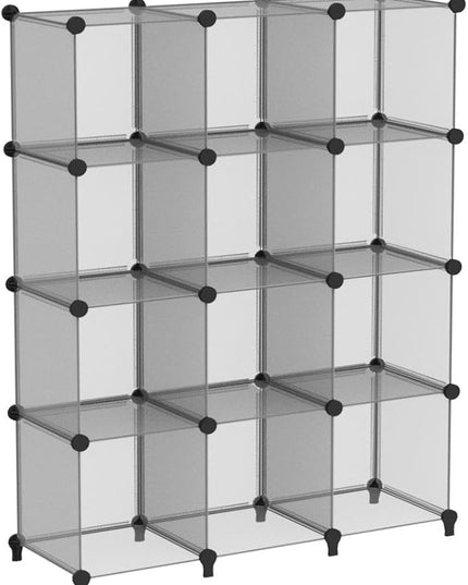 ANWBROAD Cube Storage Organizer 12-cube DIY Modular Closet Organizer Plastic Bookshelf Bookcase Storage Shelves Units Rubber Hammer for Bedroom Office Living Room ULCS012H - LeafyLoom