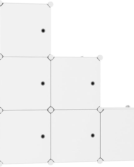 C&AHOME Cube Storage Organizer with Doors, 6-Cube Shelves, Closet Cabinet, DIY Plastic Modular Bookshelf Ideal for Bedroom, Living Room, 36.6”L x 12.4”W x 36.6”H Milky USHS3006M-DOOR - LeafyLoom