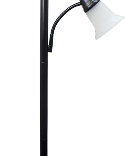 Elegant Designs LF2003-RBZ 2 Light Mother Daughter Floor Lamp with White Marble Glass,Restoration Bronze - LeafyLoom