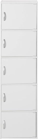 HODEDAH IMPORT Bookcase, White, 5 Door - LeafyLoom