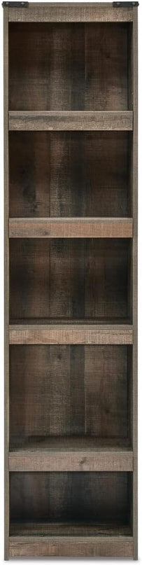 Signature Design by Ashley Trinell Rustic Entertainment Center Pier Bookcase with 3 Adjustable Shelves, Natural Brown - LeafyLoom
