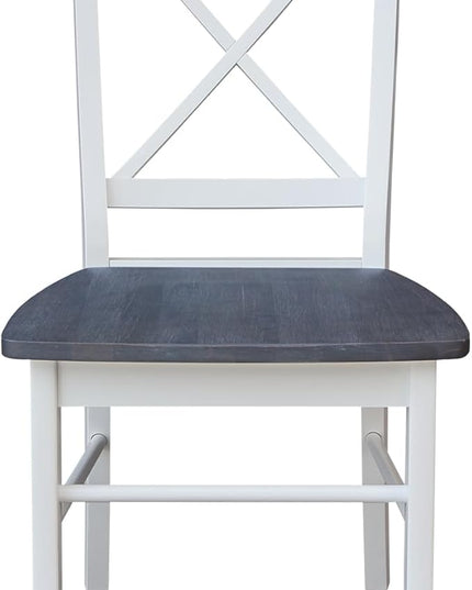 International Concepts X-Back Solid Wood Seat Chairs, White/Heather Gray - LeafyLoom