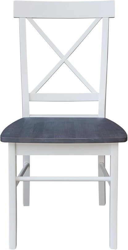 International Concepts X-Back Solid Wood Seat Chairs, White/Heather Gray - LeafyLoom