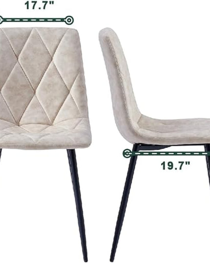 4 Set of Dining Chairs, Metal Frame Dining Chair for Kitchen Room,Technology Cloth Seat Chair for Living Room, Bedroom(Beige) - LeafyLoom