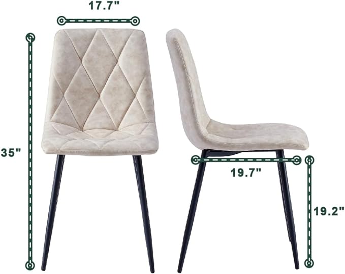 4 Set of Dining Chairs, Metal Frame Dining Chair for Kitchen Room,Technology Cloth Seat Chair for Living Room, Bedroom(Beige) - LeafyLoom