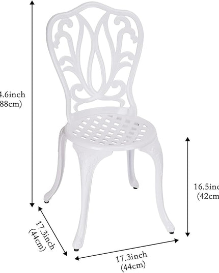 3 Piece Bistro Set,Outdoor Patio Set,Anti-Rust Cast Aluminum Bistro Table Set for Park Yard Front Porch Furniture(New White)… - LeafyLoom