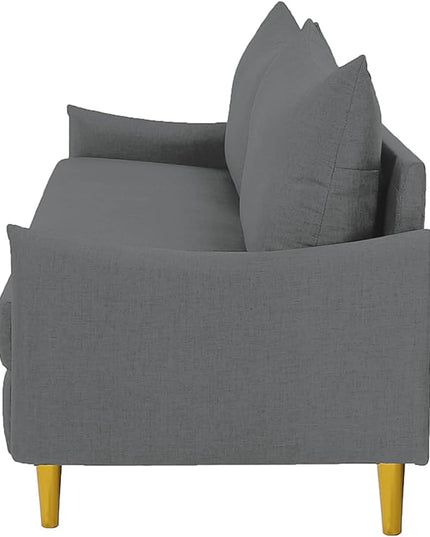 Modern Polyester Upholstered Sofa Loveseat Couch for Home Apartment Office Small Space Living Room, 66.9", Light Gray-605 - LeafyLoom