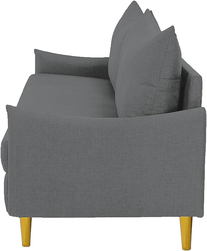 Modern Polyester Upholstered Sofa Loveseat Couch for Home Apartment Office Small Space Living Room, 66.9", Light Gray-605 - LeafyLoom
