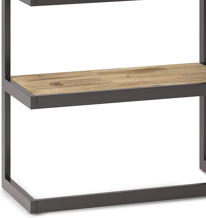 SIMPLIHOME Erina SOLID ACACIA WOOD 36 Inch Rectangle Modern Industrial Bookcase in Distressed Golden Wheat, for The Living Room, Study Room and Office - LeafyLoom