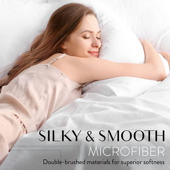 Danjor Linens California King Sheet Set - 6 Piece Set Including 4 Pillowcases - Deep Pockets - Breathable, Soft Bed Sheets - Wrinkle Free - Machine Washable - White Cal King Bed Sheets - 6 pc - LeafyLoom