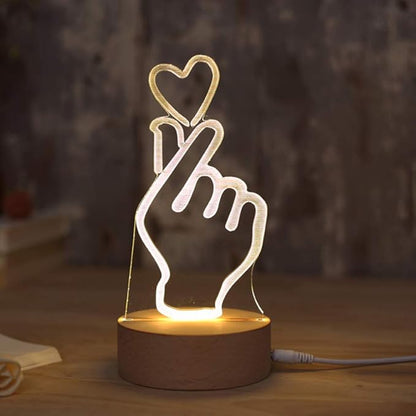 OSALADI Finger Heart Night Light, 3D Pattern Desk Table Lamp USB Charging, Acrylic Button Desk Lamp for Living Room Home Bedroom - LeafyLoom