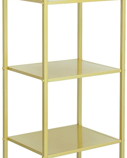 Gold Shelf, Gold Bookcase, 5-Tier Bookshelf Shoe Purse Handbag Rack Shelving Unit Etagere Tall Narrow Metal Corner Shelf Boutique Display Storage Retail Commercial Stand(19.7x15.7x63) - LeafyLoom